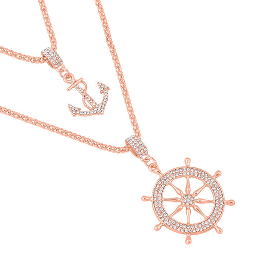 2er Set - Weiße Kristall Halskette, ca. 50 cm 5.00 ct