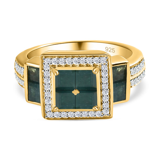 Grandidierit und Zirkon-Ring, 925 Silber Gelbgold Vermeil (Größe 20.00) ca. 1.58 ct