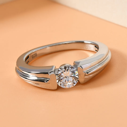 LUSTRO STELLA - feinster Zirkonia-Ring, 925 Silber platiniert (Größe 21.00)
