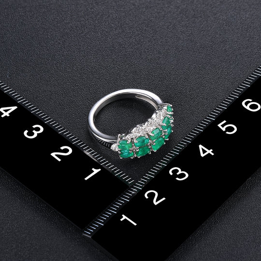 AAA Kagem Sambia Smaragd und Zirkon Ring 925 Silber rhodiniert (Größe 17.00) ca. 1,72 ct
