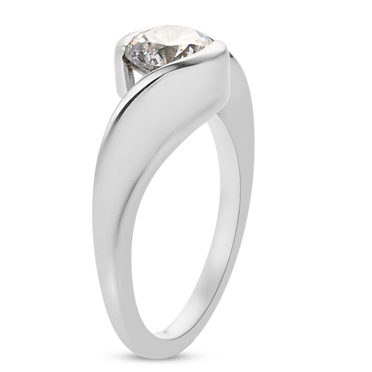 LUSTRO STELLA - feinster Zirkonia Bypass-Ring, 925 Silber platiniert (Größe 20.00)