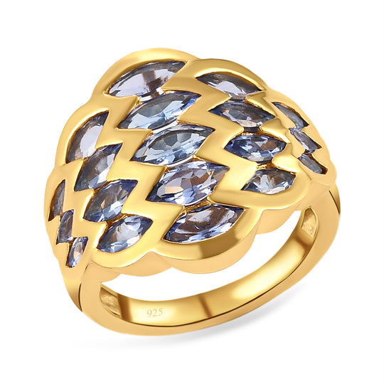 Tansanit-Ring, 925 Silber vergoldet (Größe 21.00) ca. 2,70 ct
