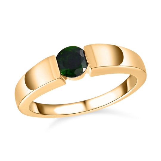 Natürlicher Chromdiopsid Ring 925 Silber vergoldet (Größe 21.00) ca. 0.56 ct