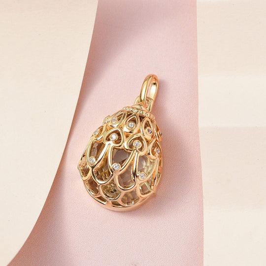 GP Spezial Kollektion - Prasiolith, Kanchanaburi blauer Saphir Anhänger, 925 Silber Gelbgold Vermeil ca. 15.27 ct