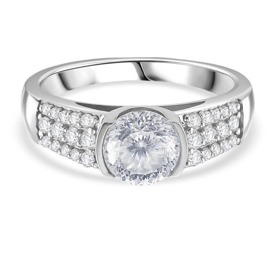 Schild Schliff Moissanit (D-VVS) Ring 925 Silber rhodiniert (Größe 16.00) ca. 1.71 ct