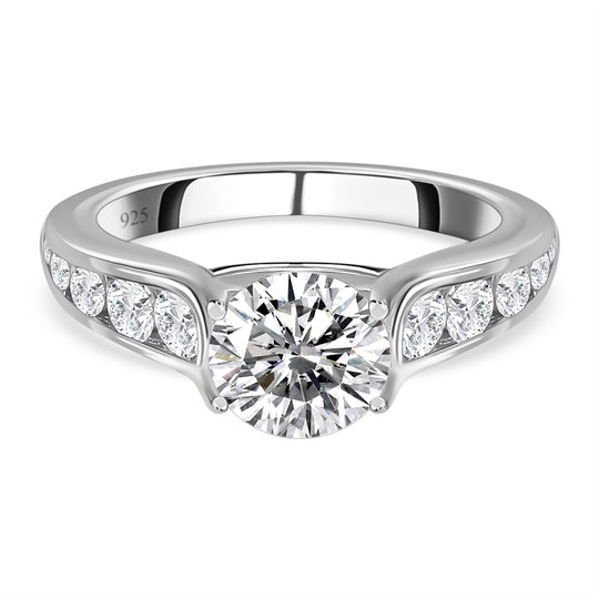 Moissanit Ring mit Schild Schliff, 925 Silber rhodiniert (Größe 20.00) ca. 1.92 ct