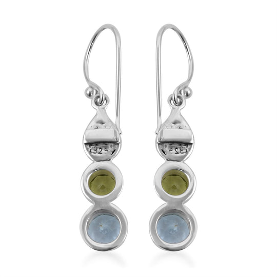 Royal Bali Kollektion - Himmelblauer Topas, Peridot Ohrringe 925 Silber ca. 3,81 ct