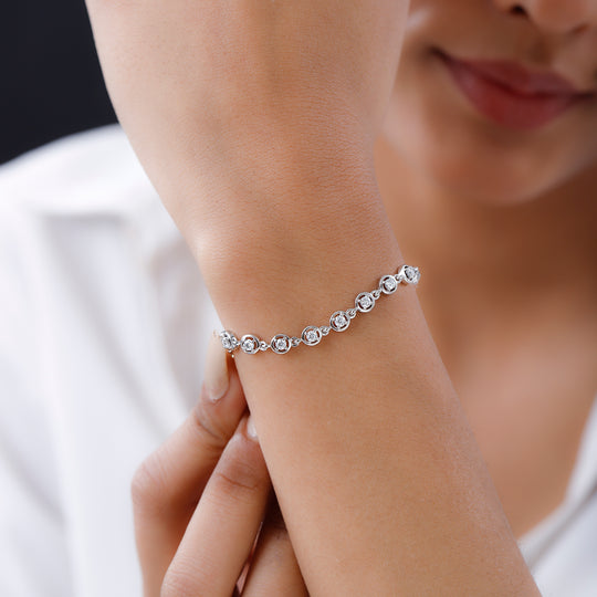 Moissanit Armband, 20cm, 925 Silber Gelbgold Vermeil - 1,14 ct.