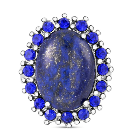 Lapislazuli, Blauer Kristall Ring, 316L Edelstahl, (Größe 16.00), ca. 5.00 ct
