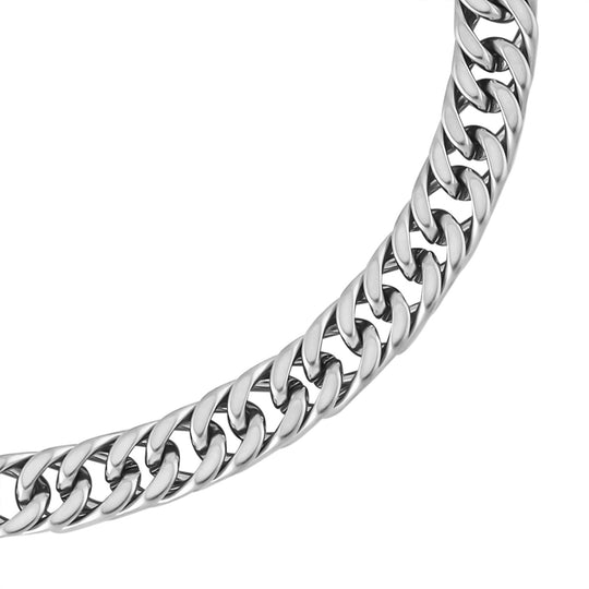 Doppelte Panzer-Armband, Edelstahl, ca. 9,00 g, ca. 19 cm, silberfarben