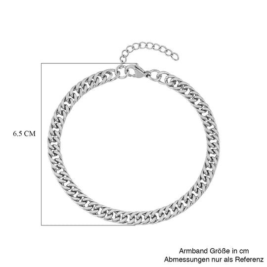 Doppelte Panzer-Armband, Edelstahl, ca. 9,00 g, ca. 19 cm, silberfarben