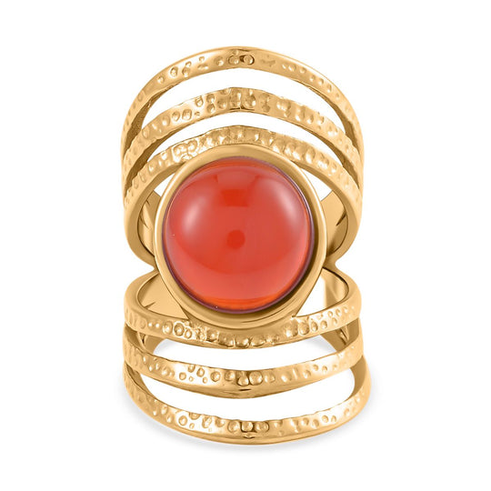 Roter Achat Ring 316L Edelstahl, (Größe 17.00) ca.0 vergoldet 5.00 ct