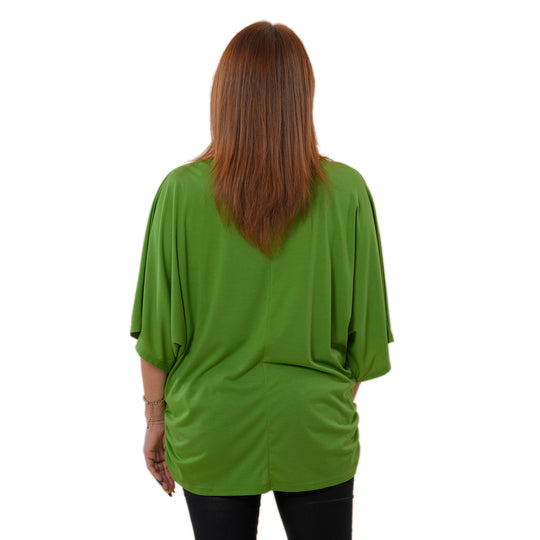 TAMSY luftiges Sommer-Shirt mit V-Ausschnitt, Einheitsgröße, Grün