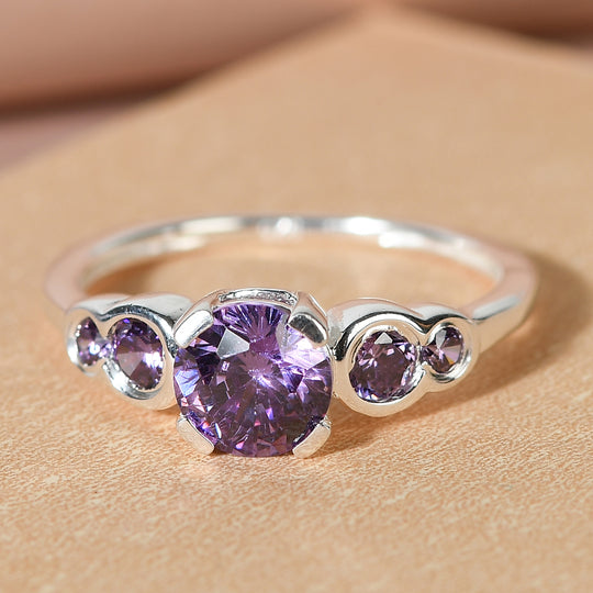LUSTRO STELLA Amethyst Zirkonia Ring 925 Silber (Größe 20.00)