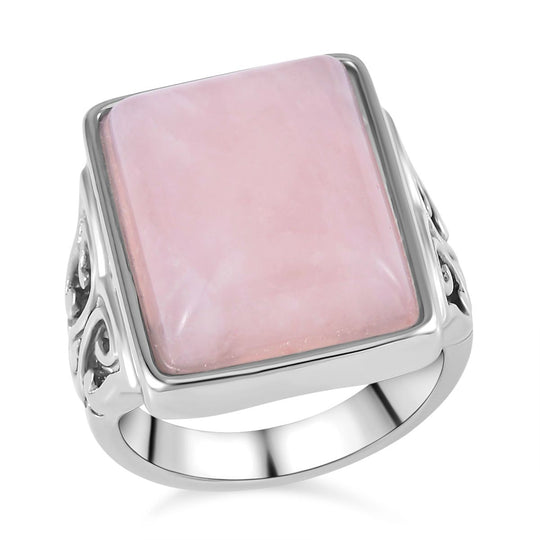 Rosa Quarz Ring, 316L Edelstahl, (Größe 18.00), ca. 5.00 ct