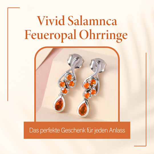 Salamanca Feueropal Ohrringe, 925 Silber platiniert, ca. 0.51 ct
