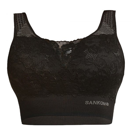 SANKOM - Rückenstütze Haltungskorrektur Push-up Spitzen-BH, Größe M/L, 80-85 cm, Dunkelblau