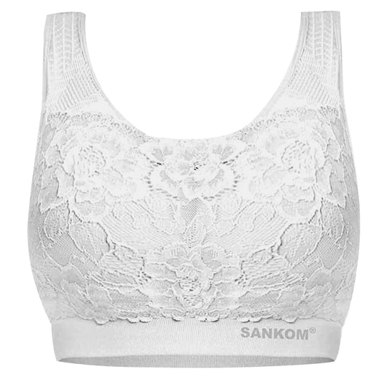 SANKOM - Rückenstütze Haltungskorrektur Push-up Spitzen-BH, Größe M/L, 80-85 cm, Burgunderrot