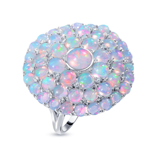Natürlicher, äthiopischer Welo Opal Ring, 925 Silber platiniert (Größe 17.00) ca. 5.50 ct