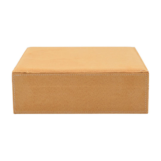 2-lagiges Schmuckkästchen, herausnehmbarem Tablett, anlaufgeschütztes Futter, 25,9 x 25,9 x 8,1 cm, biege