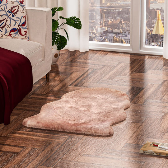 Luxury Edition: Wolkenweicher Kunstfell Teppich mit Anti-Rutsch-Unterseite, 2200 GSM, 60x100 cm, Altrosa