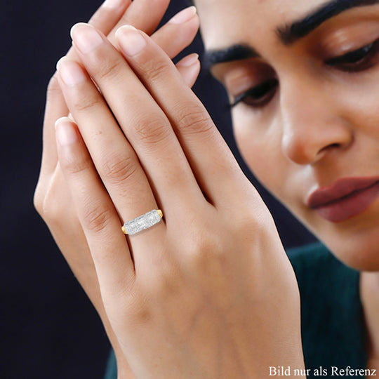 Weißer Diamant Ring, 925 Silber Gelbgold Vermeil (Größe 20.00) ca. 0.50 ct