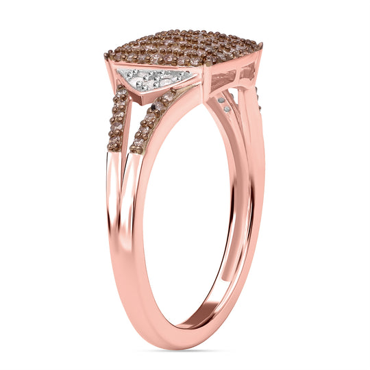 Natürlicher Champagner Diamant und weißer Diamant Ring, 925 Silber Roségold Vermeil (Größe 21.00) ca. 0.50 ct