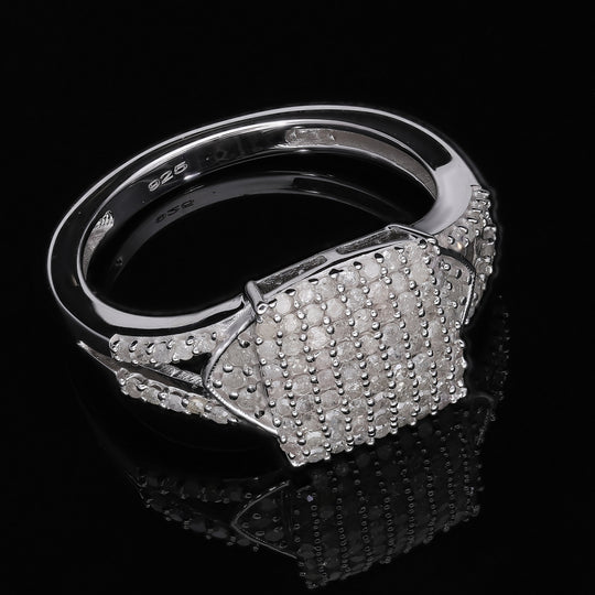 Weißer Diamant Ring, 925 Silber platiniert (Größe 21.00) ca. 0.50 ct