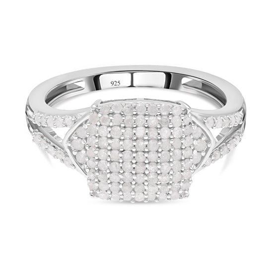Weißer Diamant Ring, 925 Silber platiniert (Größe 21.00) ca. 0.50 ct