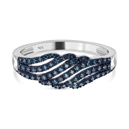 Blauer Diamant Ring, 925 Silber platiniert (Größe 20.00) ca. 0.33 ct