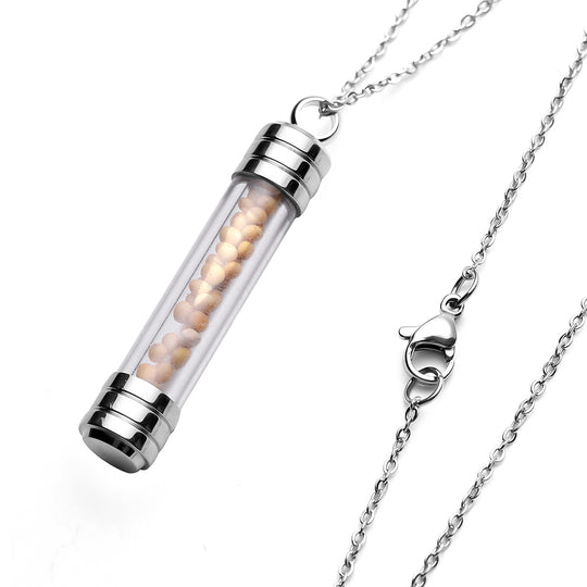 Senfkorn Anhänger mit Kette, ca. 50 cm, 316L Edelstahl 0.20 ct