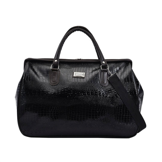PASSAGE Reisetasche aus Semi-PU-Leder - Krokodilleder-Optik, Doppelreißverschluss, 45,72 x 22,23 x 33,02 cm, Senfgelb