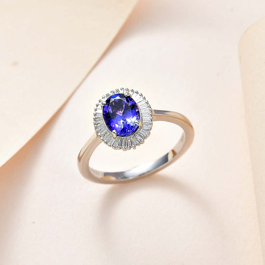 RHAPSODY AAAA Tansanit und Diamant-Ring, VS2 E-F, 950 Platin (Größe 20.00) ca. 1.64 ct