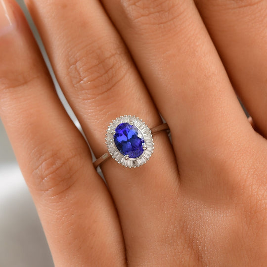 RHAPSODY AAAA Tansanit und VS2 E-F Diamant Ring in 950 Platin - 1,49 ct.