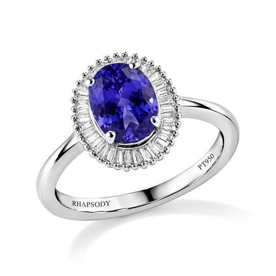 RHAPSODY AAAA Tansanit und VS2 E-F Diamant Ring in 950 Platin - 1,49 ct.