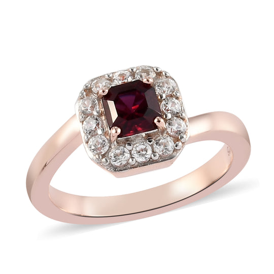 Anthill Granat und Zirkon Ring 925 Silber rosévergoldet (Größe 16.00) ca. 0,96 ct