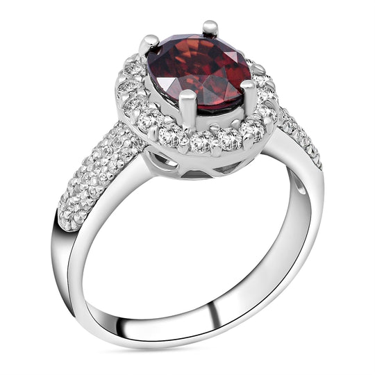 Roter Zirkon und Weißer Zirkon Ring 925 Silber platiniert (Größe 16.00) ca. 4,80 ct