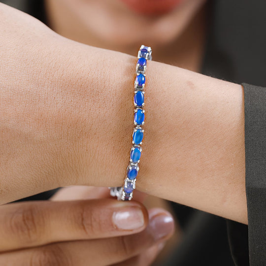 Aurora Mondstein Armband, ca. 19 cm, 925 Silber platiniert ca. 15.20 ct
