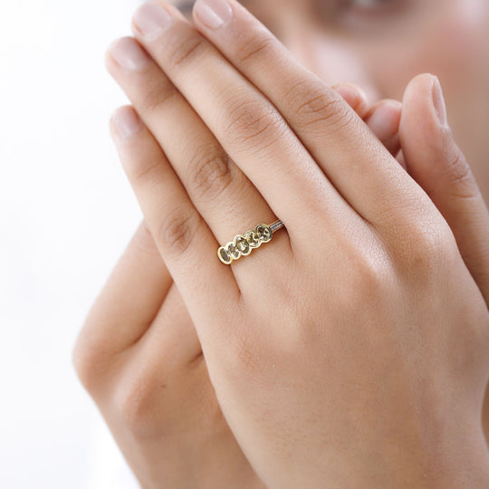 AA Natürlicher goldener Tansanit Ring, 925 Silber Gelbgold Vermeil (Größe 20.00) ca. 1.01 ct