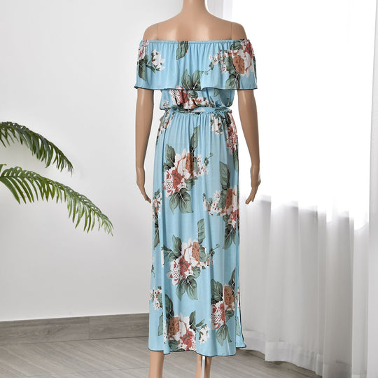 Maxikleid mit gesmokter Taille, Größe: B40xL115cm, Aprikotfarbe