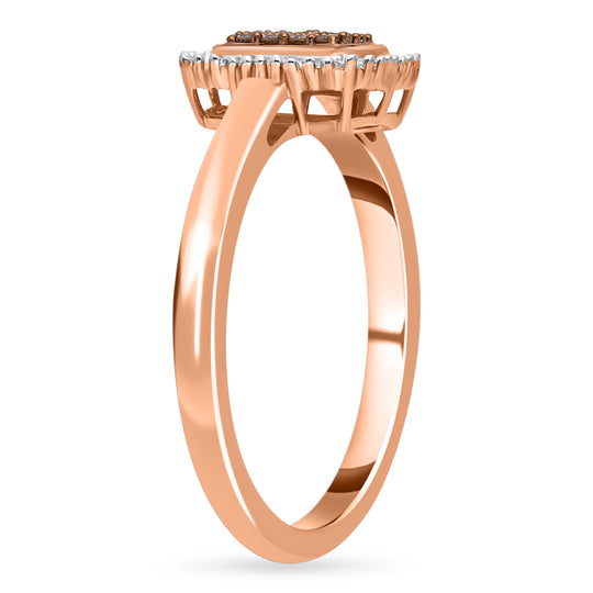Natürlicher Champagner Diamant und weißer Diamant Ring, 925 Silber Roségold Vermeil (Größe 19.00) ca. 0.33 ct
