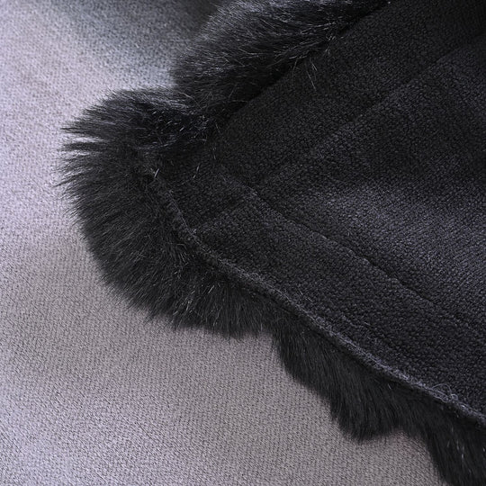 Luxus Kunstfell-Cape mit Fleece-Futter, 123x79cm, rot