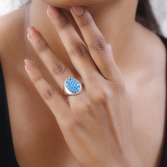 Neon Apatit Ring 925 Silber platiniert ca. 1.69 ct