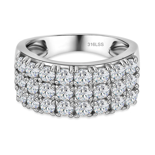 Feinster Zirkonia Ring, 316L Edelstahl , (Größe 20.00), ca. 3.48 ct