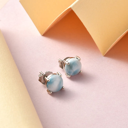 Larimar Ohrringe, 925 Silber platiniert ca. 3.10 ct