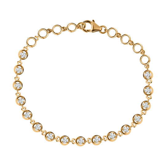 Moissanit Armband, 20cm, 925 Silber Gelbgold Vermeil - 1,14 ct.