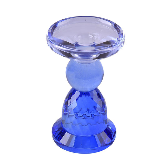 Kerzenhalter aus Glas, 10x16cm, hellblau und dunkelblau
