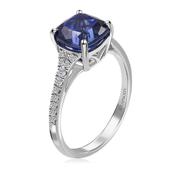 Rhapsody AAAA Tansanit, Weißer Diamant AGI zertifiziert Ring 950 Platin (Größe 17.00) ca. 2.87 ct