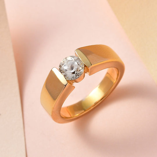 Triphan Ring, 925 Silber Gelbgold Vermeil (Größe 20.00) ca. 1.05 ct