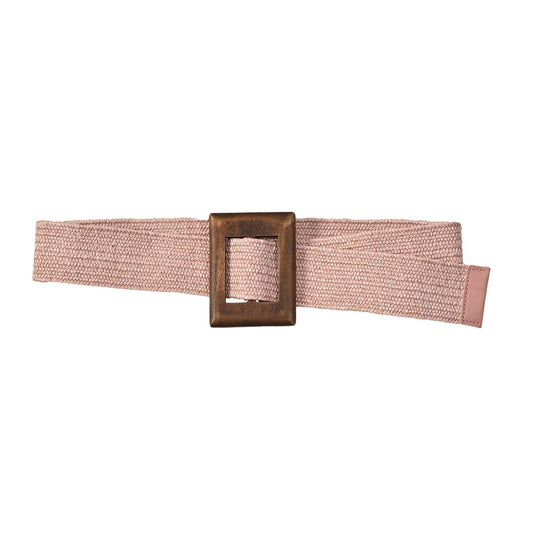 Elastischer Gürtel mit Holzschnalle 99x4.8cm, weiß